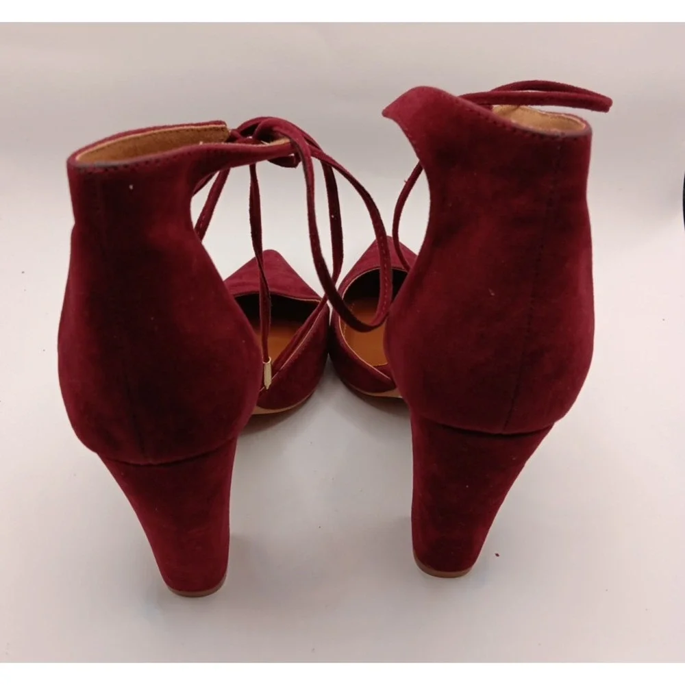Lola Shoetique Women's Block Heel Ankle Tie‎ Shoes Size 10 Red